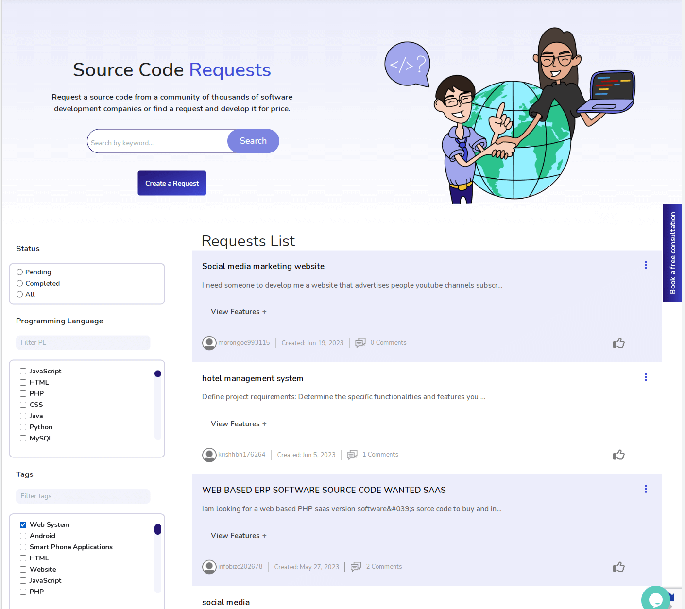 Request a source code to buy from piecex developers 